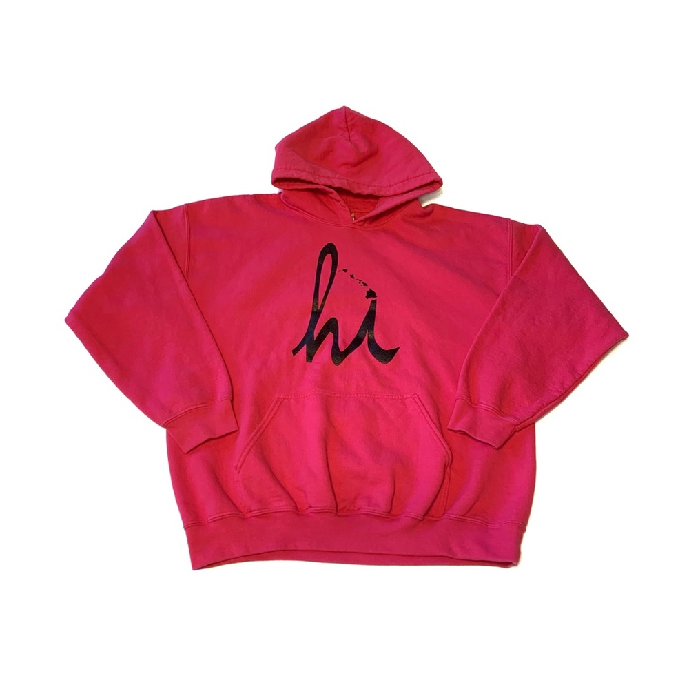 Vintage Hot Pink Hawaii Islands Graphic Hoodie Sweatshirt